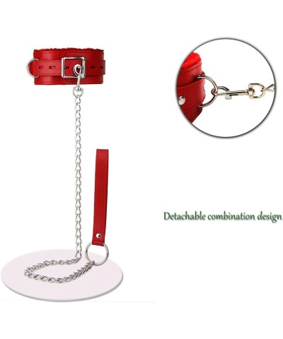 Leather choker Collar with Bell Adjustable Size for women Red $10.88 Necklaces