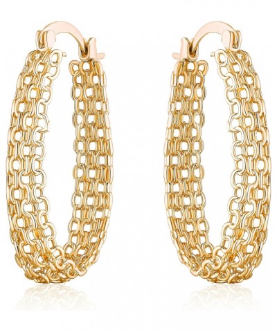 Gold Filigree Earrings for Women | 18K Gold Plated Link Mesh Braided Filigree Hoop Earrings (Gold) $11.39 Earrings