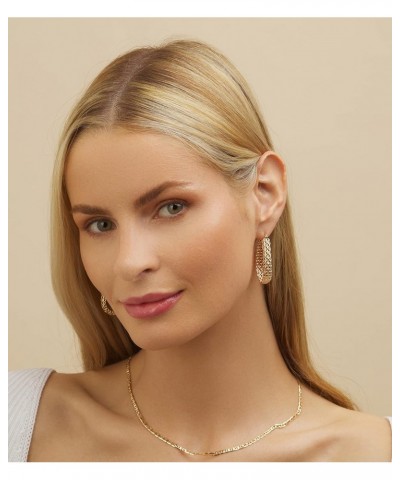 Gold Filigree Earrings for Women | 18K Gold Plated Link Mesh Braided Filigree Hoop Earrings (Gold) $11.39 Earrings