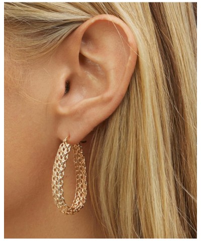 Gold Filigree Earrings for Women | 18K Gold Plated Link Mesh Braided Filigree Hoop Earrings (Gold) $11.39 Earrings