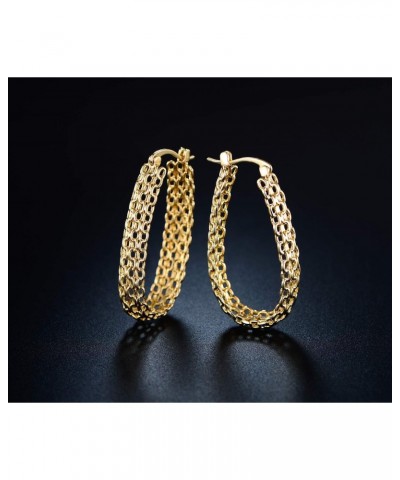 Gold Filigree Earrings for Women | 18K Gold Plated Link Mesh Braided Filigree Hoop Earrings (Gold) $11.39 Earrings