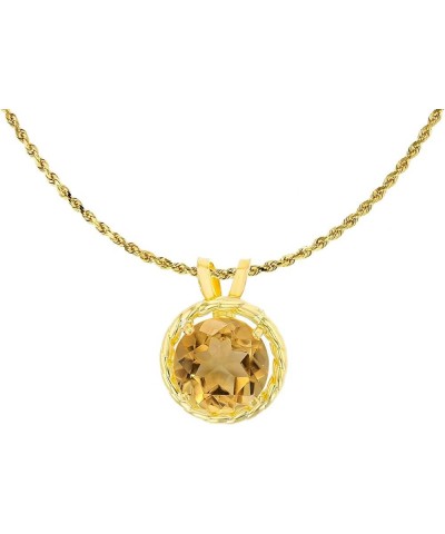 10K Yellow Gold 6mm Round Rope Frame Rabbit Ear 18" Rope Chain Necklace Citrine Yellow Gold $41.54 Necklaces