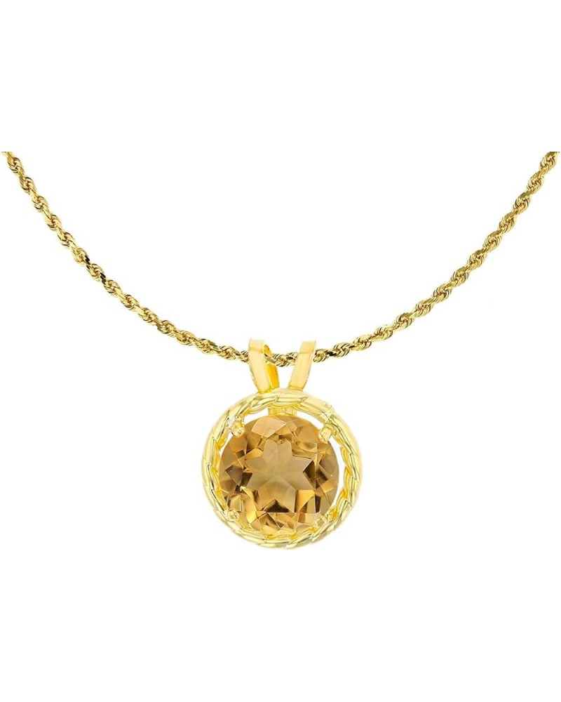 10K Yellow Gold 6mm Round Rope Frame Rabbit Ear 18" Rope Chain Necklace Citrine Yellow Gold $41.54 Necklaces