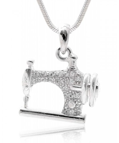 Silver Plated Crystal Sewing Machine Necklace $9.17 Necklaces