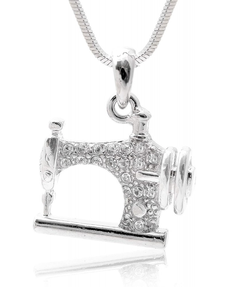 Silver Plated Crystal Sewing Machine Necklace $9.17 Necklaces