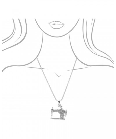 Silver Plated Crystal Sewing Machine Necklace $9.17 Necklaces