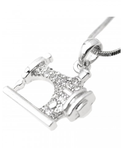 Silver Plated Crystal Sewing Machine Necklace $9.17 Necklaces