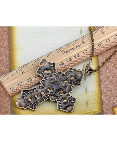 Ornate Antique Golden Tone Colorful Rhinestone Cross Pendant Necklace Multicolored $9.00 Necklaces