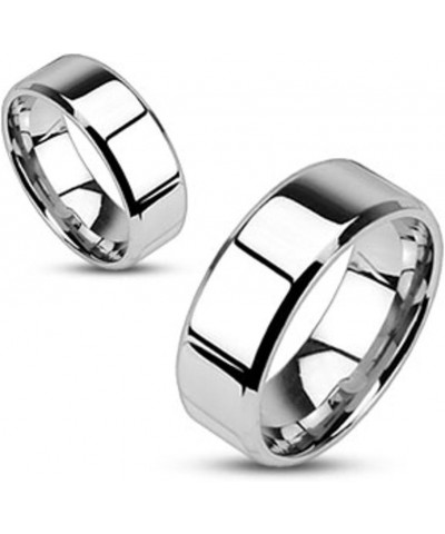 His and Hers Stainless Steel Princess Wedding Ring Set and Beveled Edge Wedding Band Women's Size 08 Men's 06mm Size 12 $21.0...