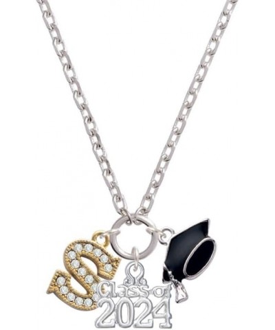 Goldtone Crystal Initial - Silvertone Class of 2024 Graduation Zoey Necklace, 28 S $24.50 Necklaces