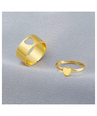 Matching Best Friends BFF Rings for Couple Tiktok Y2k Couple Rings Love Heart Moon Star Planet Rings for Women Men Girls Love...