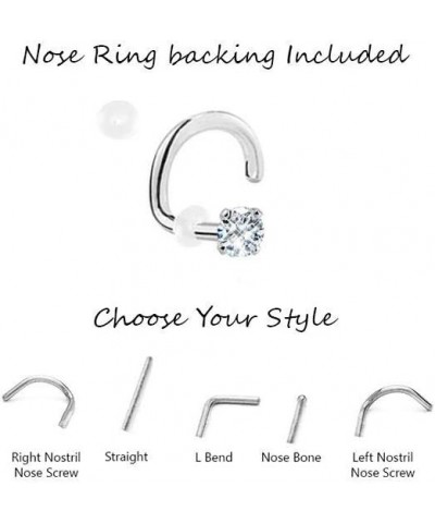 925 Sterling Silver Nose Ring Straight, L Bend, or Nose Bone Treble Clef Music Note 22G Nose Screw $10.19 Body Jewelry