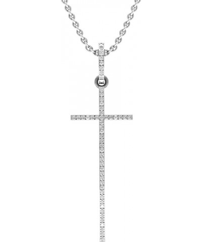 Round White Diamond Cross Pendant for Women with 18 inch Chain (0.09 ctw, Color I-J, Clarity I1-I3) in Gold 10K : Metal Stamp...