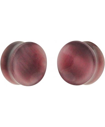 Pair of Purple Cat Eye Stone Double Flare Concave Plugs (STN-670) 1/2" (12mm) $9.43 Body Jewelry