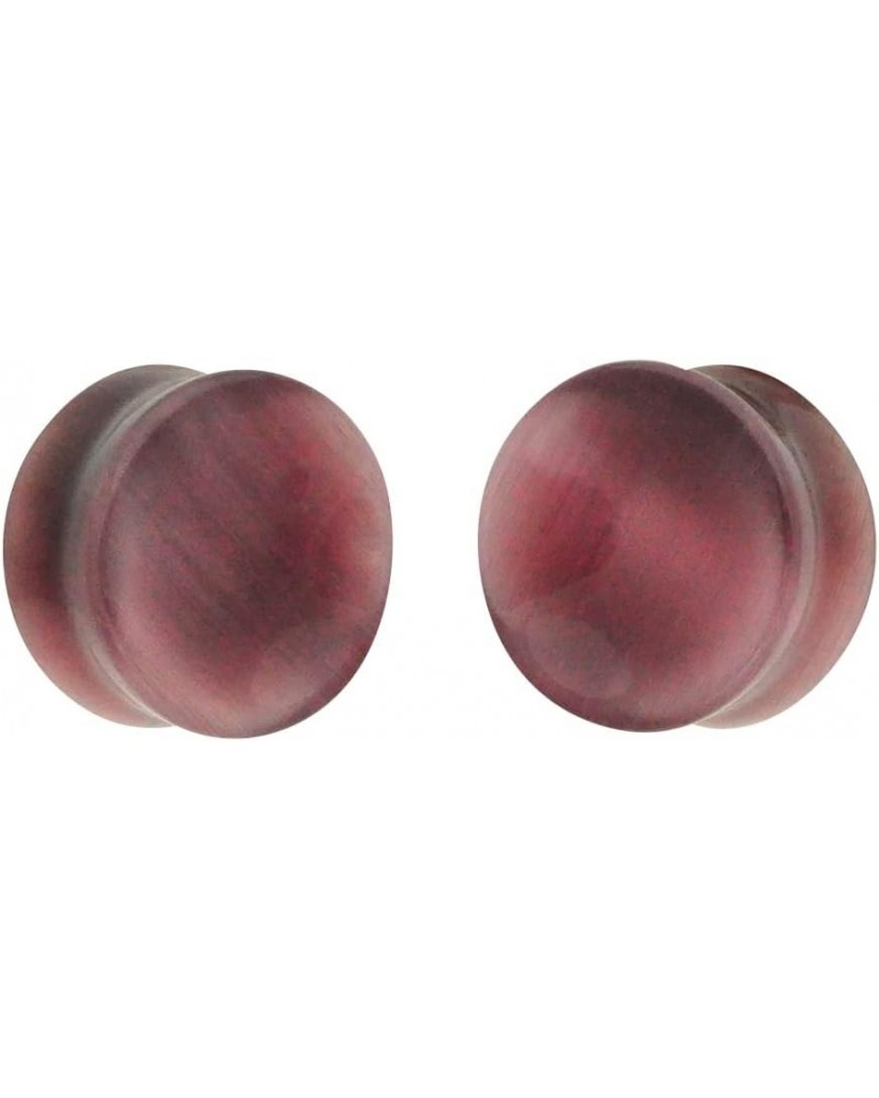 Pair of Purple Cat Eye Stone Double Flare Concave Plugs (STN-670) 1/2" (12mm) $9.43 Body Jewelry