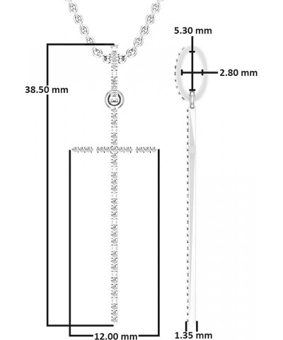 Round White Diamond Cross Pendant for Women with 18 inch Chain (0.09 ctw, Color I-J, Clarity I1-I3) in Gold 10K : Metal Stamp...