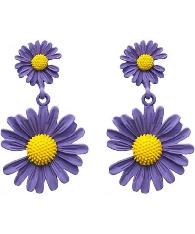 Bohemian Daisy Flower Earrings Matte Floral Petal Drop Dangle Earrings Layered Flower Earrings for Women Girls Chic Wedding J...