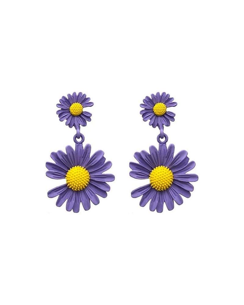 Bohemian Daisy Flower Earrings Matte Floral Petal Drop Dangle Earrings Layered Flower Earrings for Women Girls Chic Wedding J...