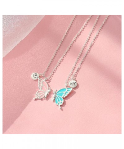 Best Friend Butterfly Necklace Cute Enamel Butterfly Animal Friendship Necklace Bracelets Set for Women Men Couple Jewelry Si...