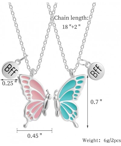 Best Friend Butterfly Necklace Cute Enamel Butterfly Animal Friendship Necklace Bracelets Set for Women Men Couple Jewelry Si...