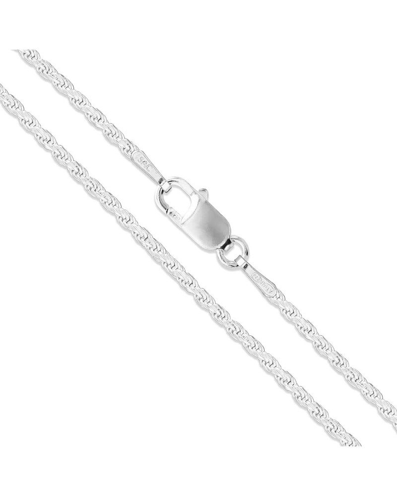 Sterling Silver Diamond-Cut Rope Chain 1.1mm 1.5mm 1.7mm 2mm 2.5mm Solid 925 Italy New Necklace 1.7mm Length 15 Inches $11.84...