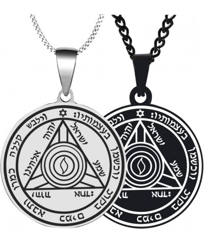 2PCS Set Detailed Engraved Fourth Pentacle of Saturn for Defense Mens Womens Stainless Steel Polished Talisman Pendants Neckl...