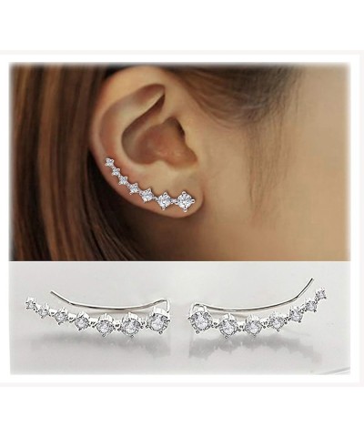 CZ Stud Earrings 925 Sterling Silver 18K Gold Plated Round Cubic Zirconia Hypoallergenic Set White $9.87 Earrings