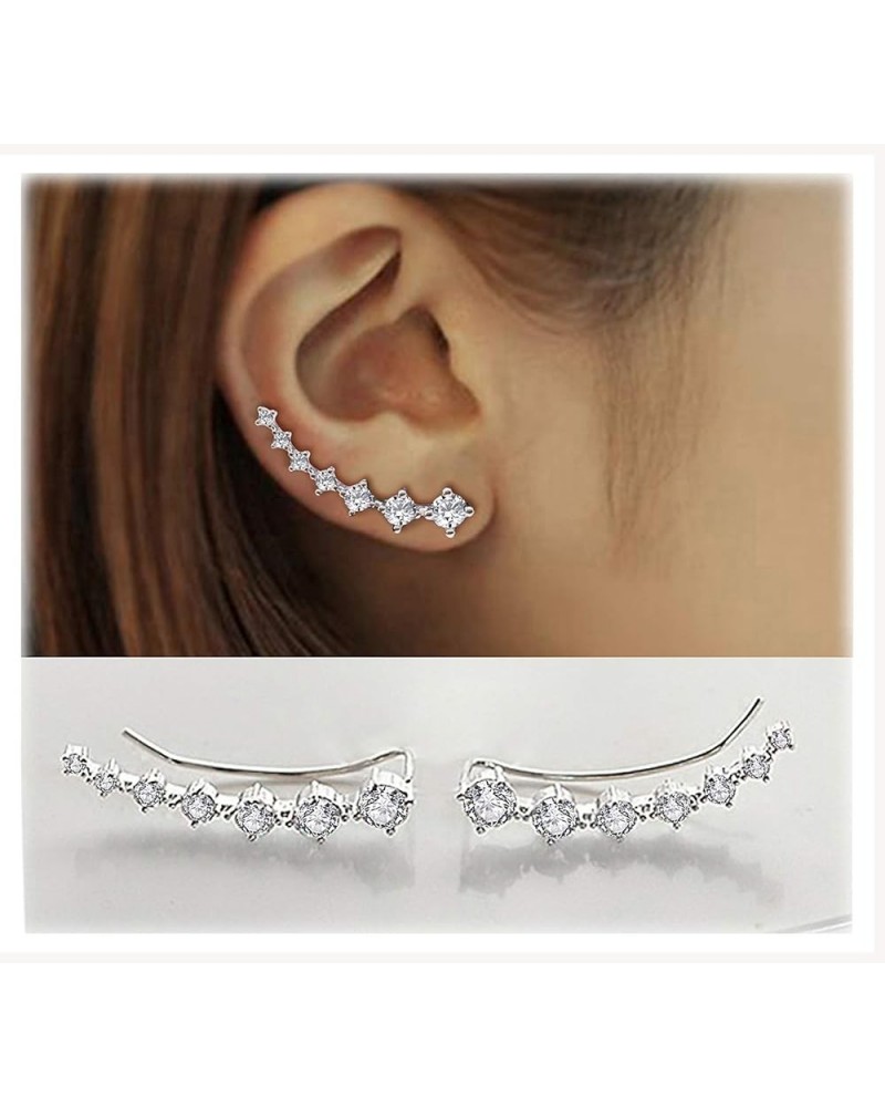 CZ Stud Earrings 925 Sterling Silver 18K Gold Plated Round Cubic Zirconia Hypoallergenic Set White $9.87 Earrings