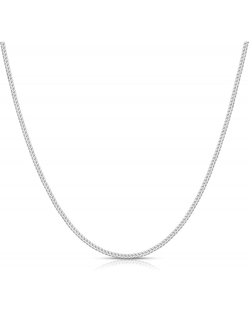 Sterling Silver Cuban Link Chain for Women, 0.8MM 1MM 1.2MM 1.6MM 1.8MM 2.0MM Width 16" 18" 20" 22" 24" Length 22 Inches 2.0M...