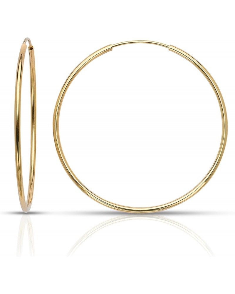 14k Yellow Gold Endless Hoop Earrings (11-40mm) 1.3mm Width, Piercing to Lobe, Upper-Lobe for a Woman, Man or Teens 35mm(1.38...