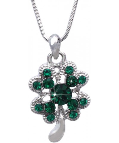 Heart Shape Leaf Clover Irish Shamrock Pendant Necklace Green 4 Leaf Stem $8.84 Necklaces