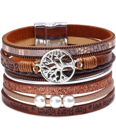 Inspirational Tree of Life Leather Bracelets for Women Boho Jewelry Gifts for Women Wristbands Cuff Bracelet Brown Tree $8.99...