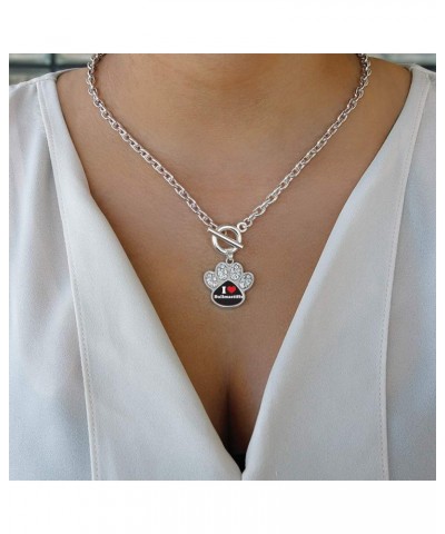 Silver Pave Paw Charm 18 Inch Necklace with Cubic Zirconia Jewelry I Love Bullmastiffs $10.00 Necklaces