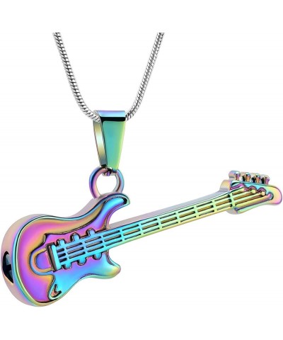 Musical Instrument Cremation Necklace for Women&Men Guitar Urn Necklace for Ashes Colorful $11.72 Necklaces