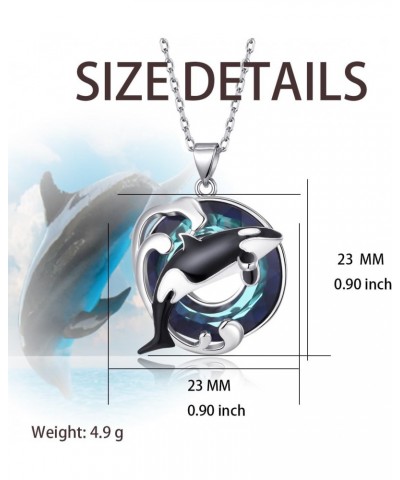 Orca Killer Whale Pendant Necklace with Blue Crystal Jewelry Gifts for Women Girls $15.48 Necklaces