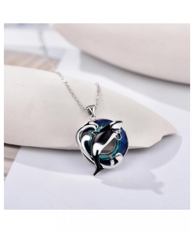 Orca Killer Whale Pendant Necklace with Blue Crystal Jewelry Gifts for Women Girls $15.48 Necklaces