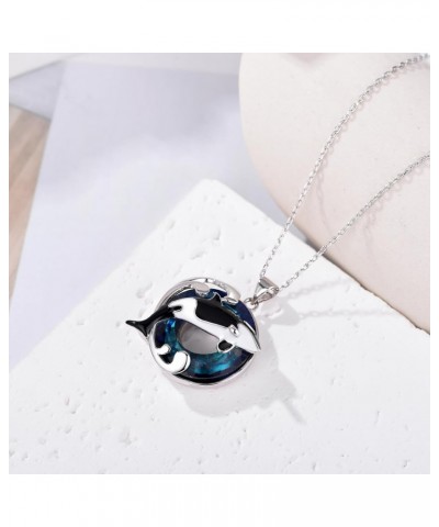 Orca Killer Whale Pendant Necklace with Blue Crystal Jewelry Gifts for Women Girls $15.48 Necklaces