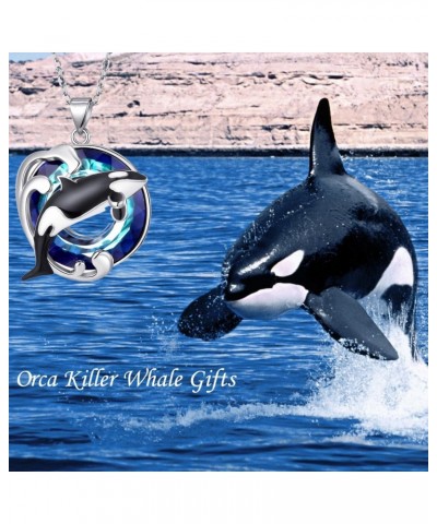 Orca Killer Whale Pendant Necklace with Blue Crystal Jewelry Gifts for Women Girls $15.48 Necklaces