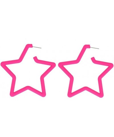 Candy Color Hot Pink Star Heart Earrings Geometric Circle Hoop Eaarings for Women Girls 70s 80s Party Costume Party Accessory...