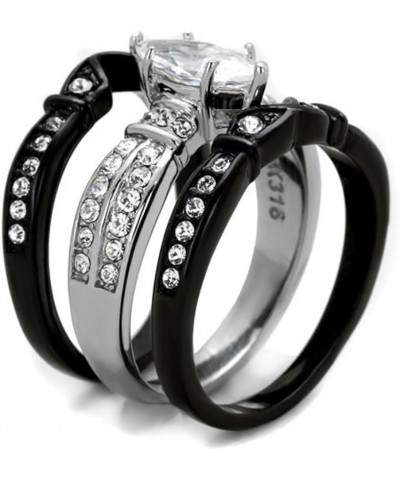 Her and His 4 Piece Black Stainless Steel and Titanium Wedding Engagement Ring Band Set Size Women's 08 Men's 08 $23.87 Sets