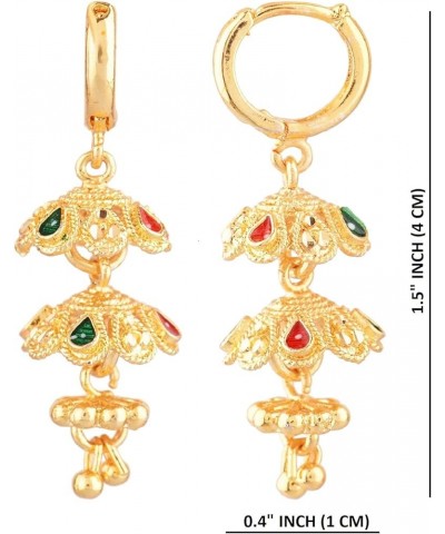 Indian Jewelry Traditional Gold Tone Jhumka Jhumki Dangle Earrings Set for Women Style 4 $11.40 Earrings