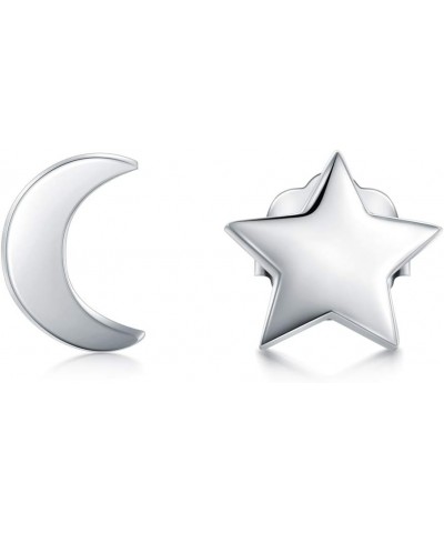 925 Sterling Silver Stud Earrings, Crescent Moon, Star, Sun High Polish Tarnish Resistant Earrings Star and Moon 2 $8.09 Earr...