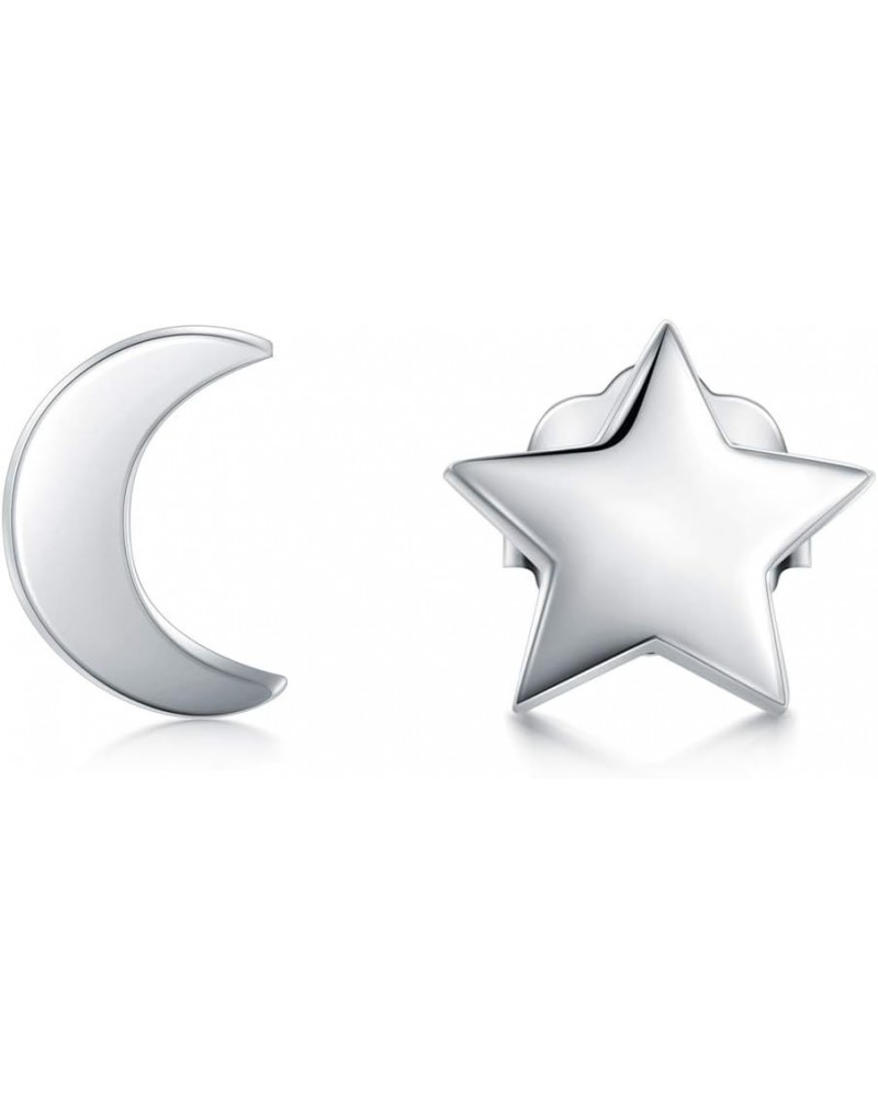 925 Sterling Silver Stud Earrings, Crescent Moon, Star, Sun High Polish Tarnish Resistant Earrings Star and Moon 2 $8.09 Earr...