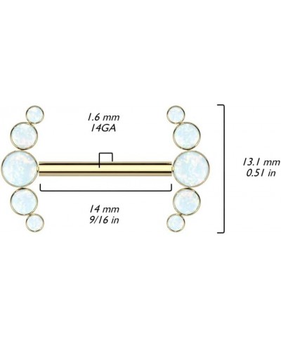 Dynamique Implant Grade Titanium Threadless Push In Nipple Barbell With 5 Bezel Set Opal Ends (Sold Per Pair Or Per Piece) St...