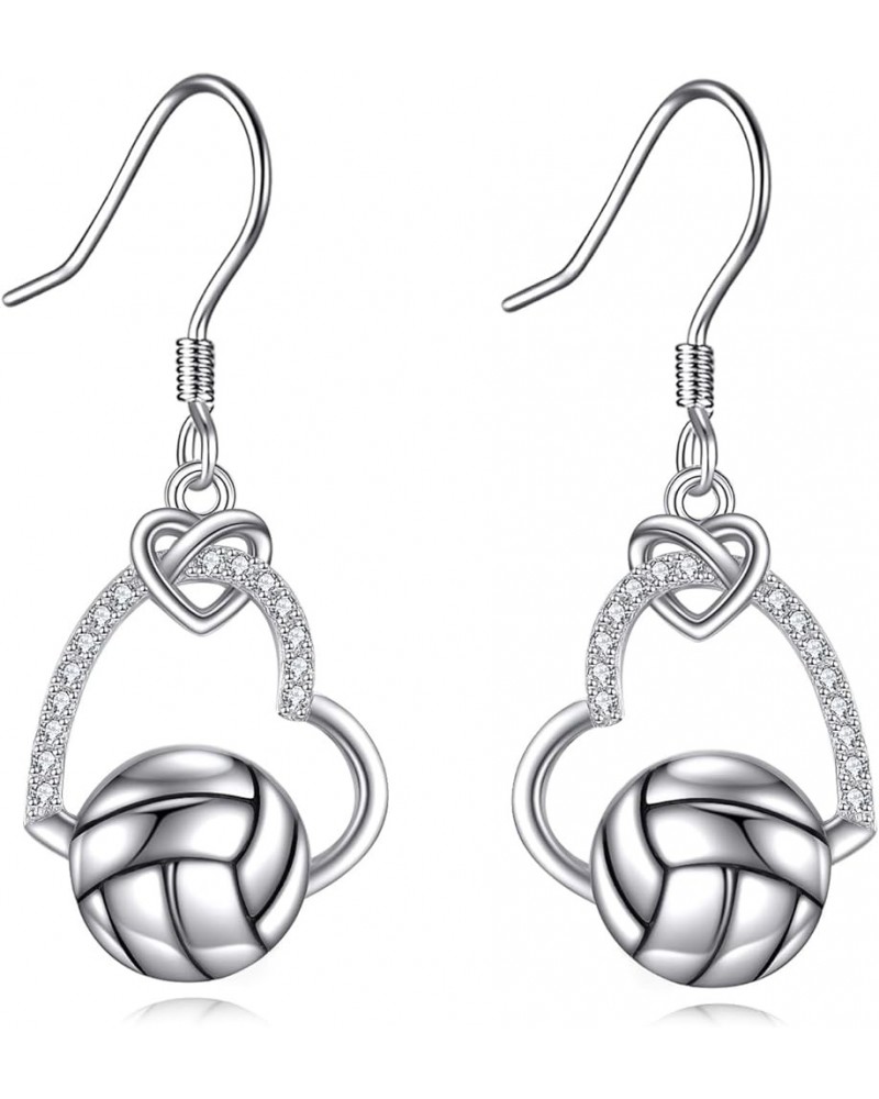 Sterling Silver Football Volleyball Dangle Earrings Hypoallergenic Sports Ball Jewelry Gifts for Women Sports Lovers Volleyba...