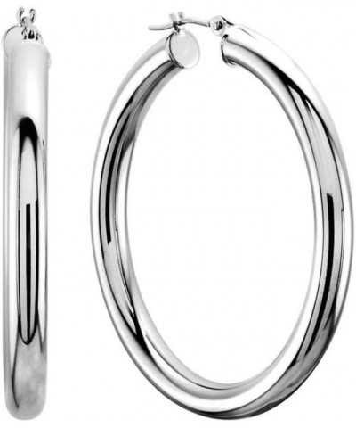 10k REAL Yellow or White Gold 3MM Thickness Classic Polished Round Tube Hoop Earrings with Snap Post Closure For Women in Man...