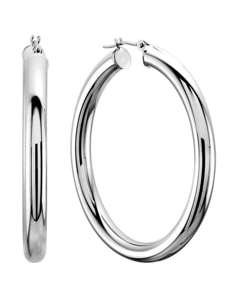 10k REAL Yellow or White Gold 3MM Thickness Classic Polished Round Tube Hoop Earrings with Snap Post Closure For Women in Man...