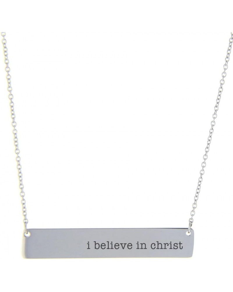 I Believe in Christ Bar Necklace - LDS Jewelry - LDS Necklace American Typewriter Font Silver $15.07 Necklaces