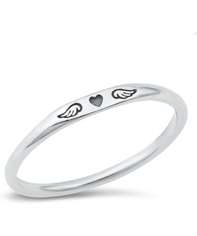 Heart Guardian Angel Wings Unique Ring New .925 Sterling Silver Band Sizes 4-10 $9.85 Rings