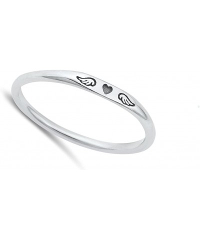 Heart Guardian Angel Wings Unique Ring New .925 Sterling Silver Band Sizes 4-10 $9.85 Rings